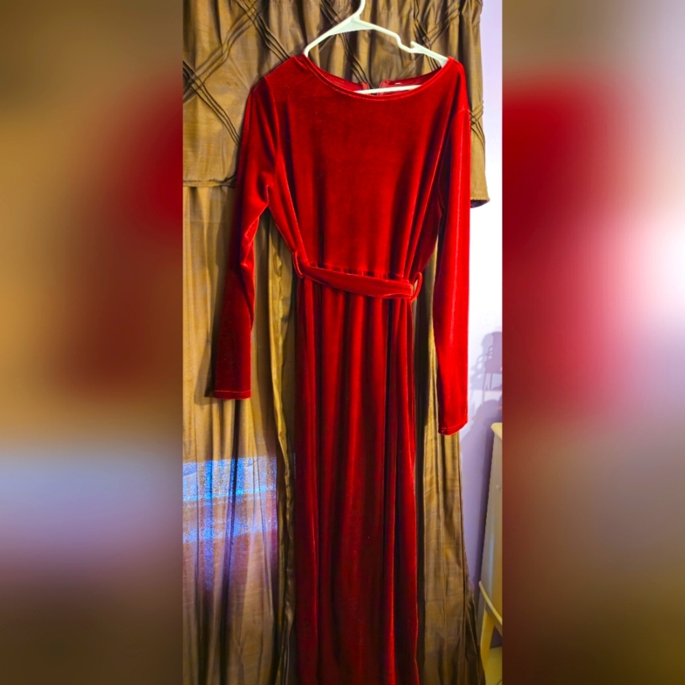 Womens Red Velvet Dress